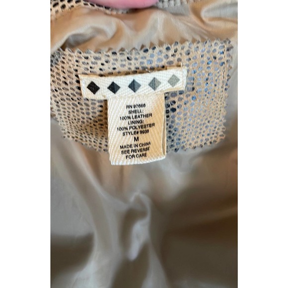 Vintage Women's Tan Leather Snakeskin Print Lined jacket Size M - Picture 8 of 11